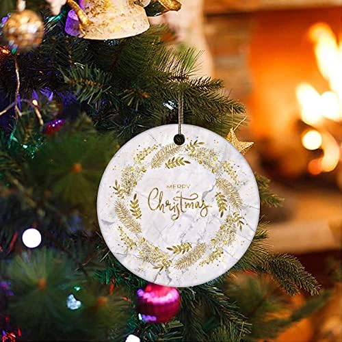 Божиќни украси за чување на Божиќни мермер керамички украси подароци украси текстура акварела елка виси украси сувенири за одмор