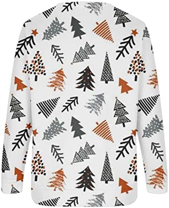 Среќна Божиќна маичка за жени Симпатична графичка ирваси графички обични лабави лабави долги ракави екипаж на вратот на вратот на врвовите