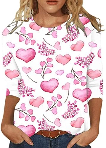 Jjhaevdy женски симпатични loveубовни срцеви печати врвови Loveубов срце писмо печатење џемпер графички долг ракав в Valentубените врвови облека