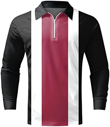 XXBR 2022 Нови кошули за машка поло, долги ракави 1/4 поштетни нагоре на вратот голф врвови со шарени лепенка улична облека, обична дизајнерска