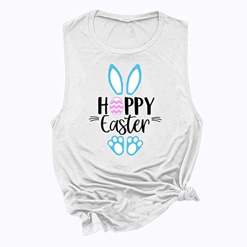 Womenенски Велигденски кошули Среќна велигденска буква и јајца од зајаци јајца врвен моден пуловер за лежерна елек