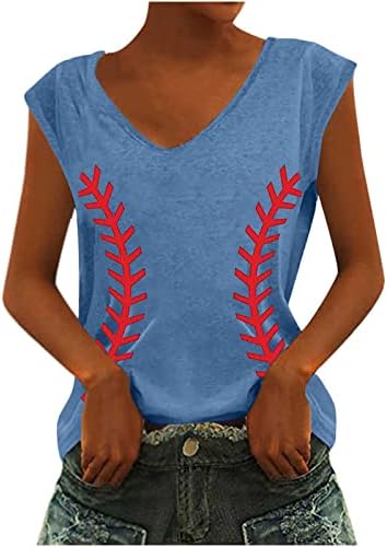 Бејзбол резервоарите врвни за жени слатки loveубовни baseубов Бејзбол графички маички со блузи со секојдневен бејзбол натпревар за подароци