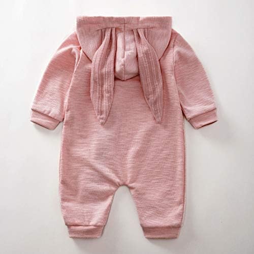 Relabtaby новороденче девојче ромпер памук симпатична зајаче долги ракави патент Худи Доенчиња за новороденчиња, скокачка облека