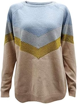 Женски џемпери ymosrh есен зимски шарени шилести шилести џемпери за плетење со врвни фустани за есенски фустани