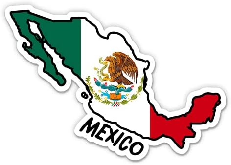 Мапа на Squiddy Mexico со знаме - налепница за винил - голема големина - 12 “