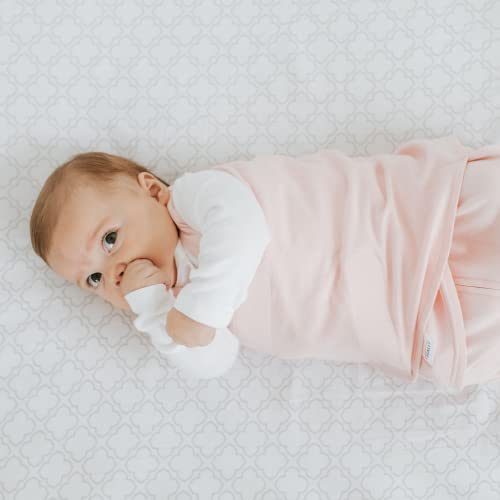 Хало памук за спиење на памук, 3-насочен прилагодлив ќебе за носење, TOG 1,5, мека розова, мала, 3-6 месеци