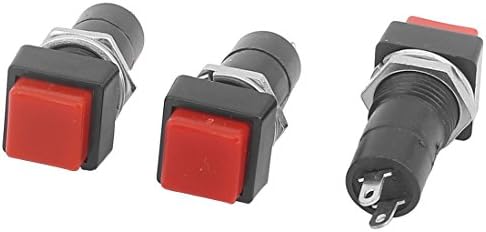 Aexit AC125V 12mm Прекинувачи Dia SPST Моментално Црвено Копче За Притискање На Главата Прекинувачи За Притискање 3 парчиња
