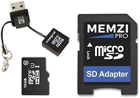MEMZI PRO 16gb Класа 10 90MB / s Микро Sdhc Мемориска Картичка Со Sd Адаптер и Микро USB Читач ЗА Екен Акција Камери