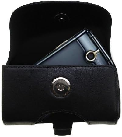 Гомадски Дизајнер Црна Кожа LG Gd350 Торбичка За Носење Појас-Вклучува Опционална Јамка За Ремен и Отстранлив Клип