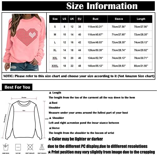 Jjhaevdy Ден на в Valentубените кошули жени графички влечења loveубов срце писмо печатење џемпер за џемпер на врвови блуза
