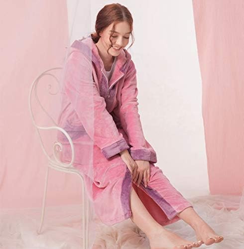 Cujux есен и зимска женска топла домашна облека Фланел двострана корална руно долга капа месечина џеб ноќно пижами пижами пижами