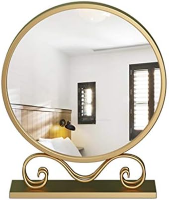 Големо огледало за шминка, метални врамени шминка ретровизори стоечки облекување огледало модерно суета огледало/козметичко огледало-златно