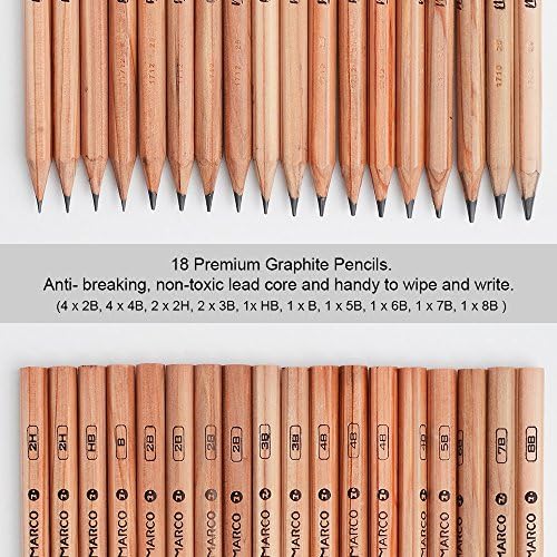 29 парчиња Професионална скица и комплет за алатки за цртање со графитни моливи, моливи од јаглен, пенкало за бришење на хартија,