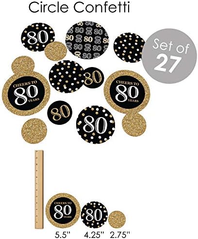 Голема точка на среќа возрасен 80 -ти роденден - злато - материјали за роденденска забава - комплет за декорација на банер - пакет на