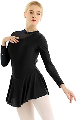 Yuumin женски долги ракави фигурираат фустан со мраз лизгање лирски танц фустан балет леотарски танцувачка облека