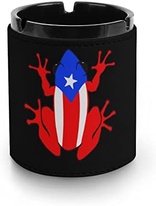 Порто Рико знамето жаба кожа пепелник цигара од пепел чаша за автомобил за домашна канцеларија во затворен простор на отворено 3.1 x 4
