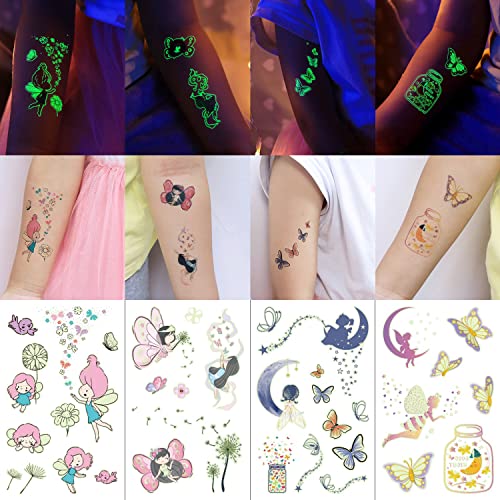 Јарлијан 60+ Привремени Тетоважи За Деца Девојки, Сјај во Темнината Прозрачна Детска Роденденска Забава Снабдува Фаворизира Налепници За Тетоважи,