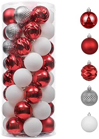 Валери Маделин Божиќни украси за топка Вредност Пакет | Традиционална црвена и бела 155CT, 30CT 60мм, 50CT 60мм и 70CT ShatterProof XMAS топки