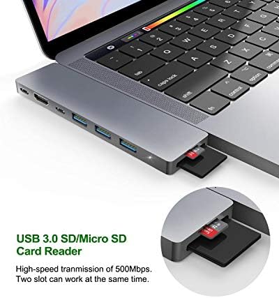 USB C Hub Адаптер, iMXPW 8-во-1 USB C Адаптер СО 4K HDMI, Thunderbolt 3, 3 USB 3.0, USB-C Порта За Податоци, Sd И Microsd Картичка