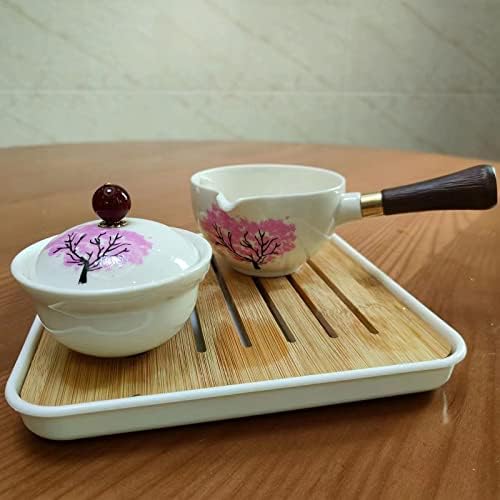 Млади порцелански кинески керамички чај Гонгфу чај, преносен чај за патувања со 360 производител на чај и инфузер, сите во една торба за подароци