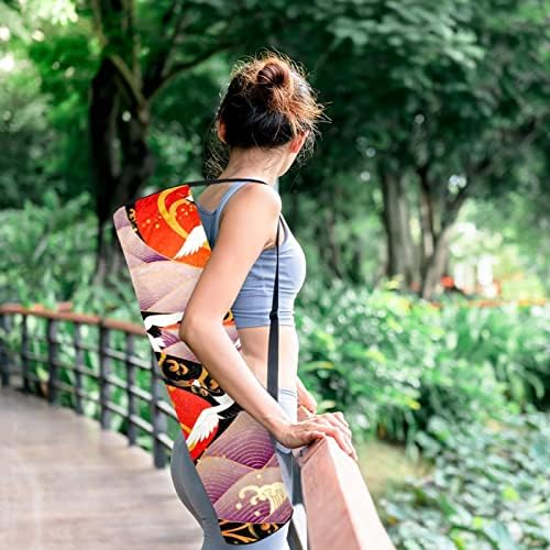 Ратгн Јога Мат торба, црвено-крунисан кран за вежбање јога мат носач со целосна зип-мат торба со прилагодлива лента за жени мажи