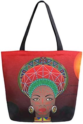 Alaza African Women Canvas Tote Tote Tote за жени патувачки работи за шопинг намирници со врвни рачки чанти големи количини чанти