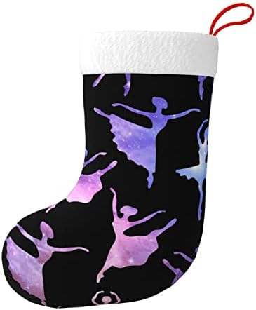 Аугенски Божиќни чорапи балетски танц галакси, двострано камин што виси чорапи