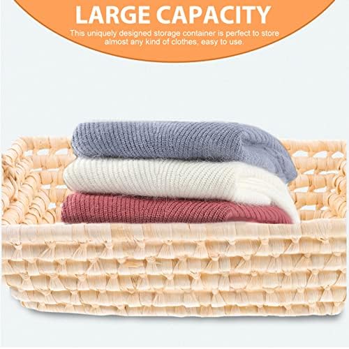 Ganazono Home Decor Decor Leandran Cashter ткаени корпи за складирање со рачки правоаголна плетена корпа плетен сад за послужавник