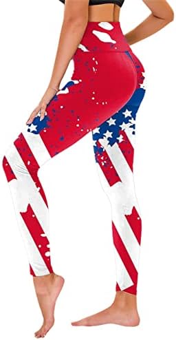 Американски хеланки на знамето за контрола на жените на стомакот ден, тенок молив пантолони, фитнес тренингот за компресија тренингот
