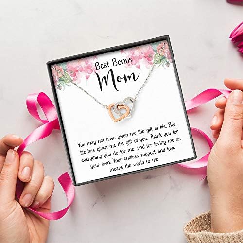 Накит за пораки - ѓердан со ланец за женски девојче - бонус мама подарок - најдобар бонус мама ѓердан - срца за блокирање BB462 - накит за