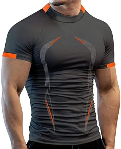 Спортска маица мажи лето висока еластичност за дишење на спортови тесни кратки ракави за печатење брза суво фитнес