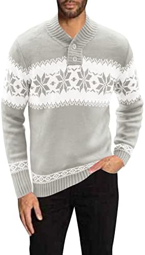 ZDDO Грден Божиќен џемпер за мажи, копче со долги ракави плетени кардиган џемпери Божиќ ирваси зимски топли кардигани