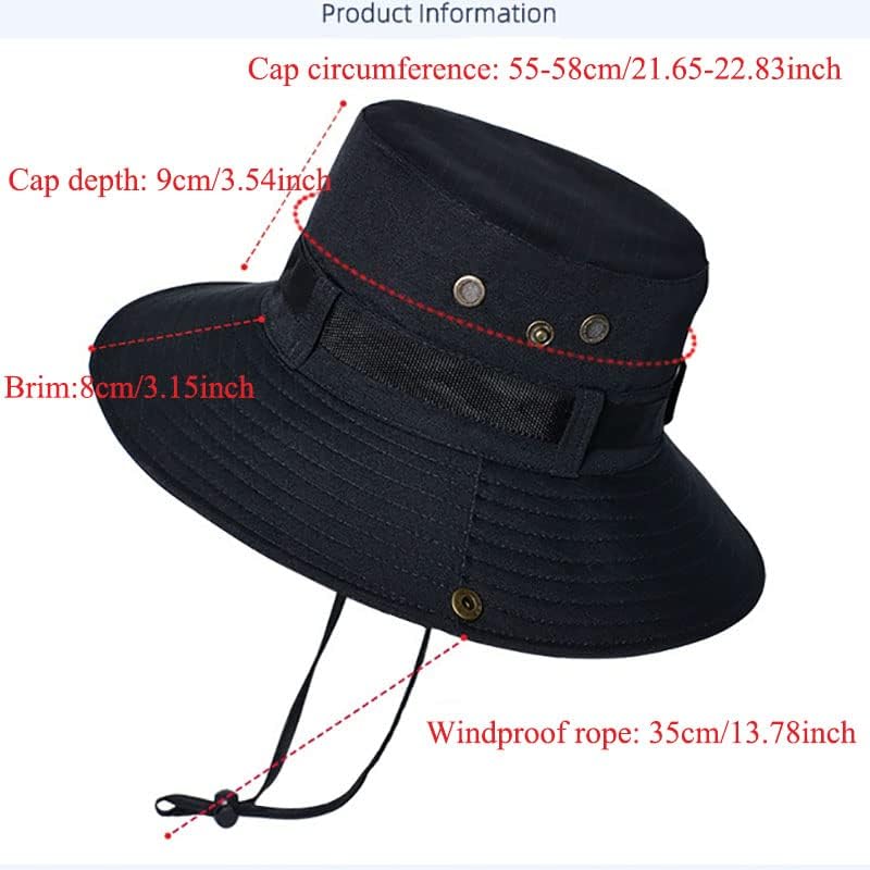 Mens Boonie Sun Hat UV заштита на отворено кофа риболов капа за пешачење сафари и градинарство