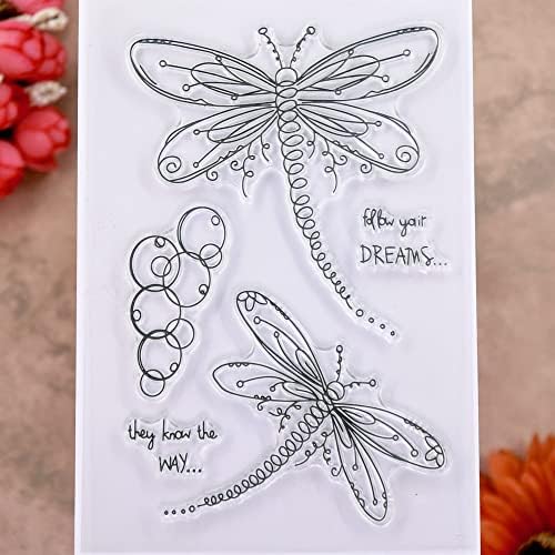 Ddoujoy Dragonfly Следете ги вашите соништа за позадина јасни марки за декорација на картички и белешка за DIY 3020950