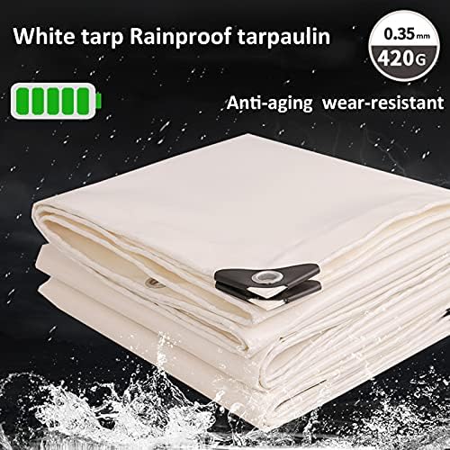Бела тарп -изобилна ткаенина водоотпорна сончање изолација на сенка, крпа на отворено покритие ПВЦ Тарпаулин водоотпорен тешки тешки