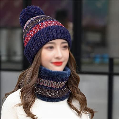 АДКХФ дами капа зимска топла плетена капа за заштита на уво, ладна волна капа, топла биб сет