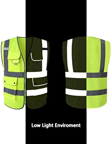 HPHST мулти-џеб рефлексивен безбедносен елек за жени и мажи за висока видливост на градежниот работник елек