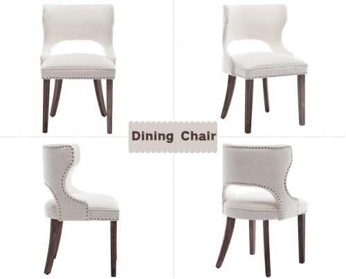 ЦИМУ Модерни Столици За Јадење Во Средината На Векот Комплет од 2 Тапацирани Ленени Столици За Трпезарија Со Задни Столчиња