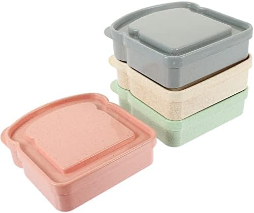Кичво 4 Парчиња Сендвич Контејнери Тост Форма Сендвич Кутија За Чување Храна Контејнер Детска Кутија За Ручек-5.1 * 4.8 * 1.5