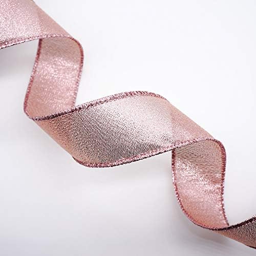CT Craft LLC Металик дијамантски сјај жичен лента за домашен декор, завиткување на подароци, занаети за DIY, 1,5 ”x 10 дворови x 1 ролни - розово