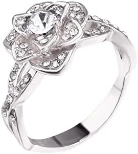 Едноставно ветување прстени розови дијамантски прстен Елегантен розов рингевски прстен накит прстени жени мода целосен дијамантски