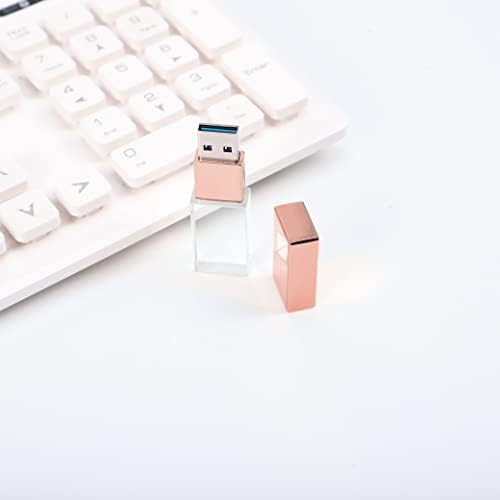 LAAK 32 GB кристален транспарентен правоаголник оригинален трепкање флеш диск USB 3.0 свадбен подарок за свадба, розова