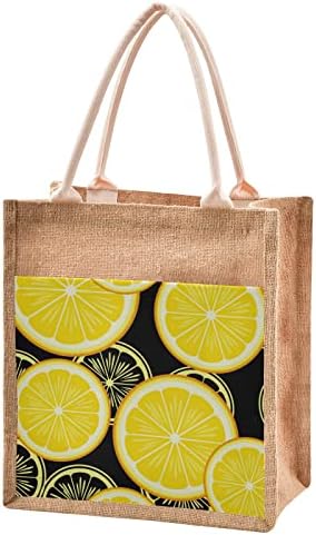 Лемони јута тотални торби за еднократно намирници торбички платно џеб шопинг плажа кујна тота торба со рачка