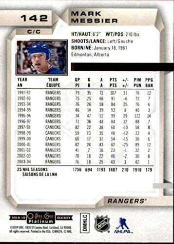 2018-19 O-Pee-Chee Platinum #142 Mark Messier New York Rangers NHL Hockey Trading Card