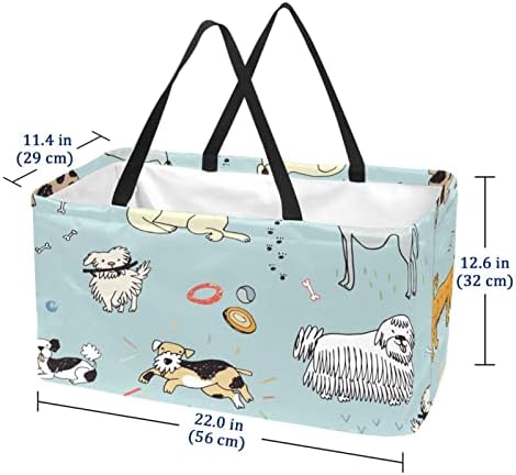 Кошар за еднократно шопинг Doodle Dodle Dogs Patement Proteble преклопување на пикник намирници кеси за перење алишта за перална