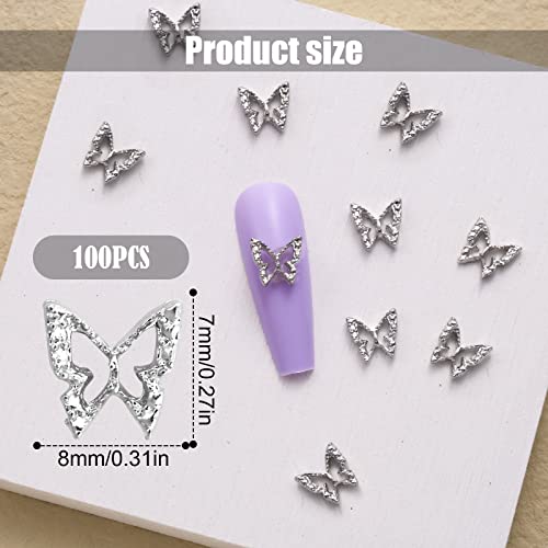 100 парчиња 3Д пеперутки привлечни нокти, легура пеперутка нокти уметност шарм шуплива 3Д пеперутка за украси за украси на нокти