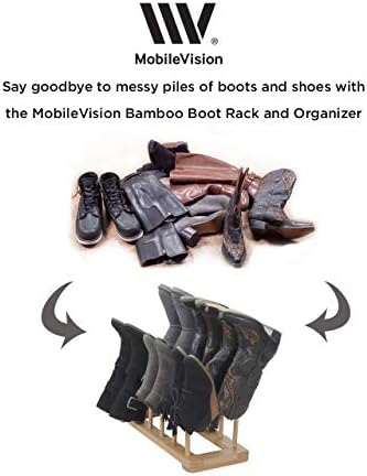 Организатор на чевли за чевли за бамбус MobileVision Bamboo, држи 6 пара, продавница високи колени, пешачење, возење, дожд или работни чизми