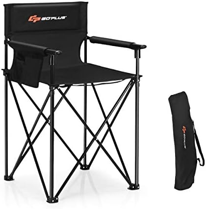 Goplus преклопување стол за кампување, преносен преносен стол на плажа зголемен дизајн w/одвојливи потпирачи за рака, торбички за складирање и