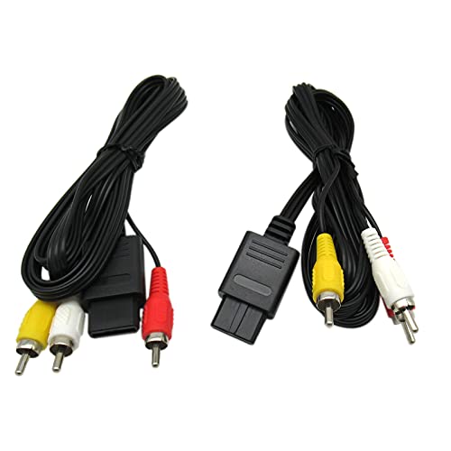 GXCDIZX 2x AV Audio Video A/V композитен ТВ кабел за кабел за Nintendo 64 N64 GameCube NGC Super Nintendo SNES SFC