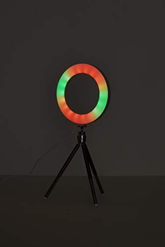 LED RGB Боја Прстен Светлина 8 инчи со Статив Штанд За Самоуправа Видео Фотографија Во Живо